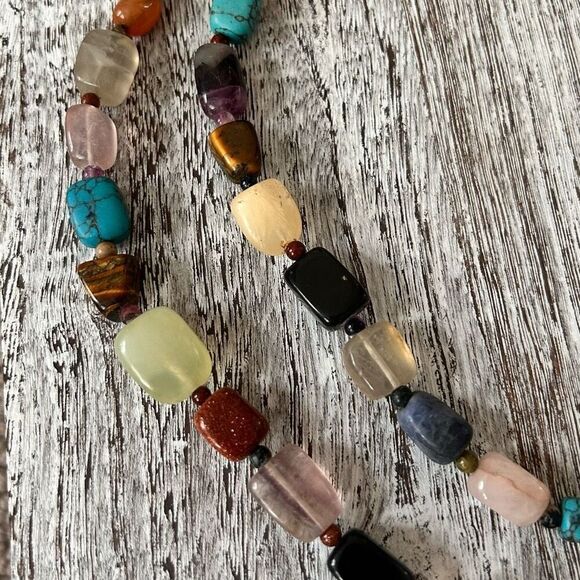 Authentic Gemstone Necklace 925 Silver Jade Turquoise Onyx Amethyst Lapis, MORE - Picture 6 of 7